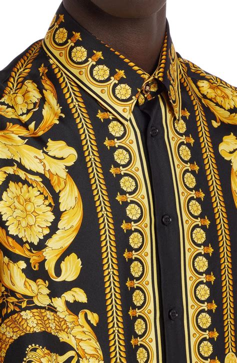 versace silk button up|Versace Barocco Silk Button.